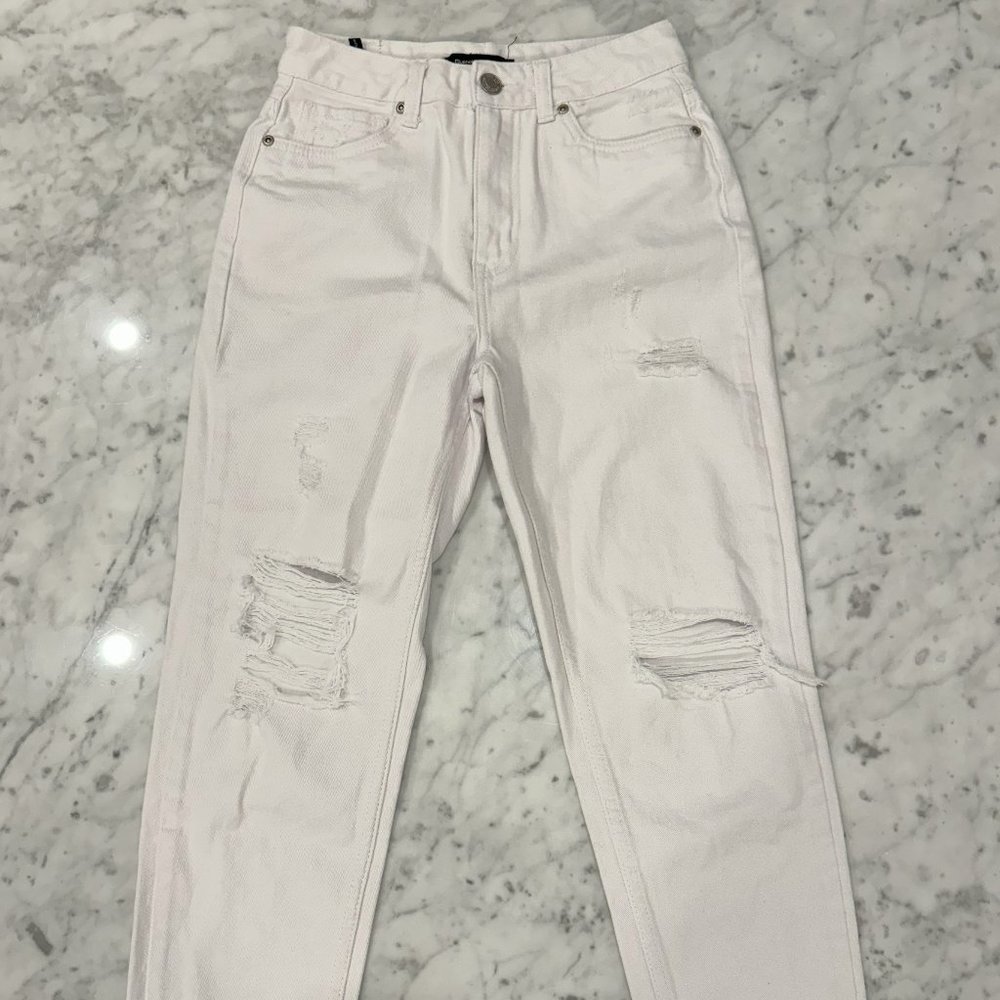 Bluenotes Distressed High Rise Mom Jean - Size 25